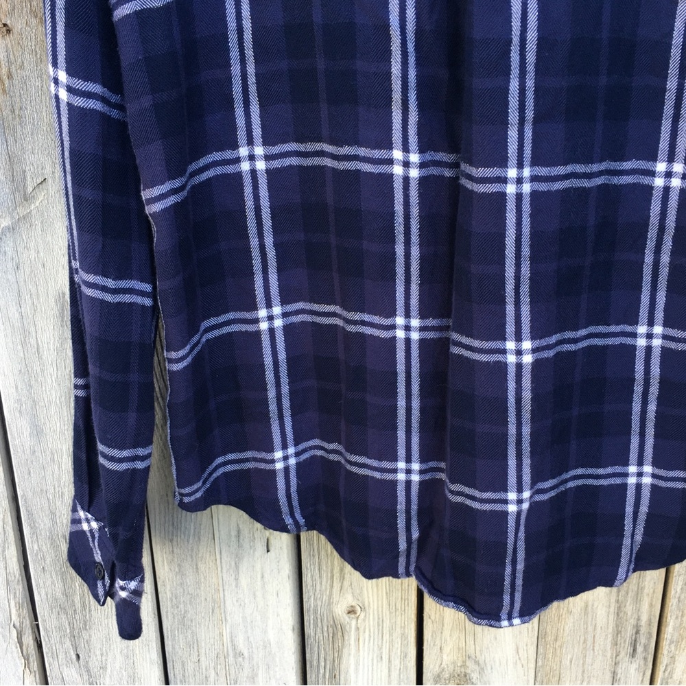 Rails Hunter Plaid Shirt Rayon Pacific Navy Blue White M - Picture 11 of 16